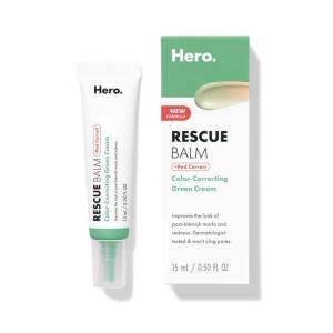 imageHERO COSMETICS Rescue Balm Red Correct The ColorCorrecting Green Cream New Formula for LongLasting Hydration Improve the Look of Redness and PostBlemish Marks 15mL
